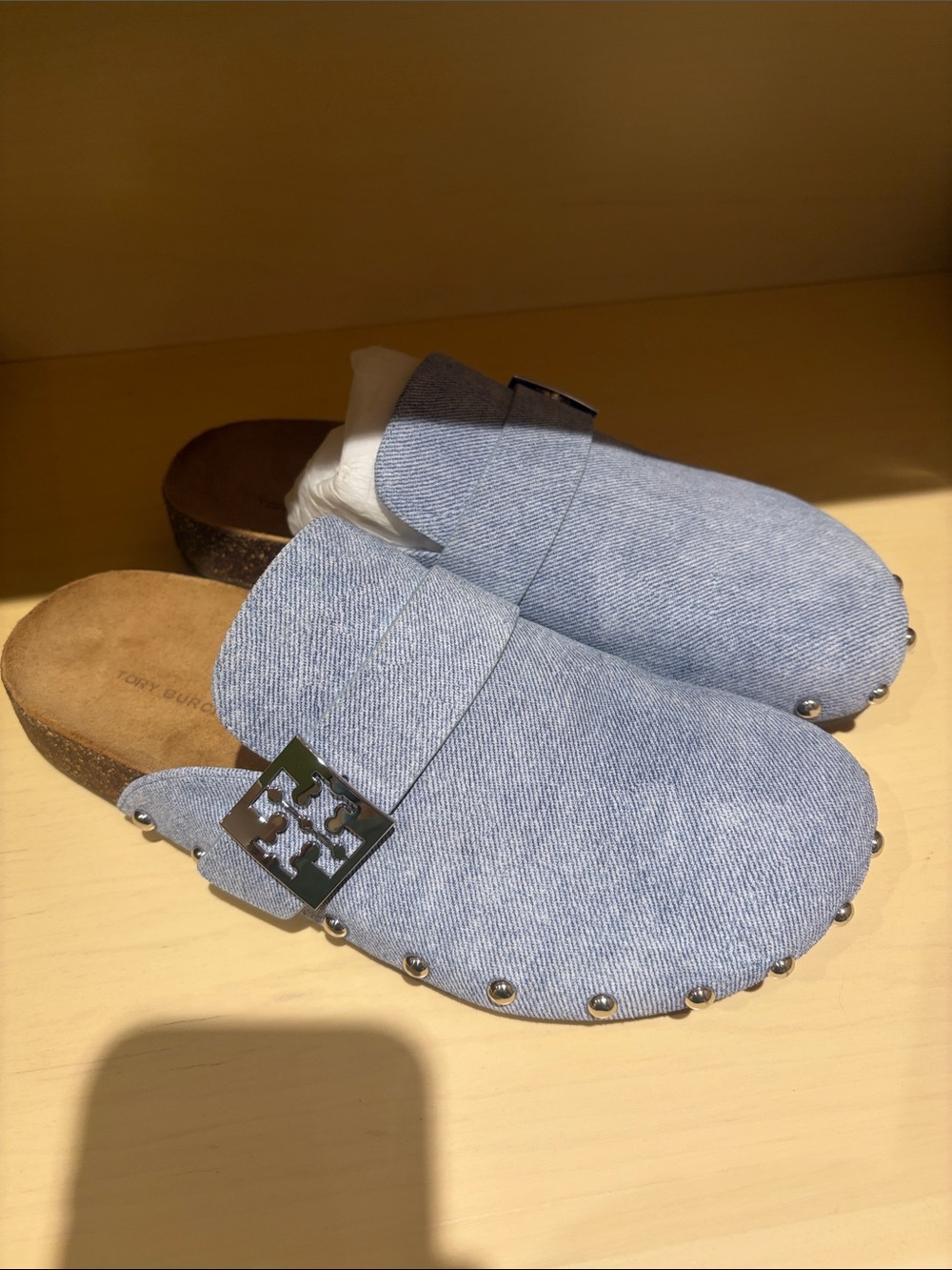 Tory Burch Denim Blue Cloud Mellow Mules - Picture 3 of 5